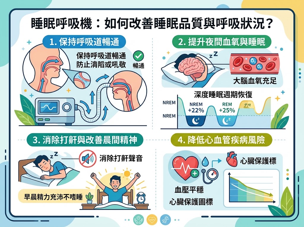 睡眠呼吸中止症治療機如何改善睡眠品質與呼吸狀況？